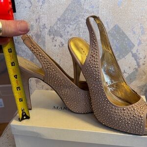 Martinez Valero soft leather Studded Tan sling back Heels 9 1/2